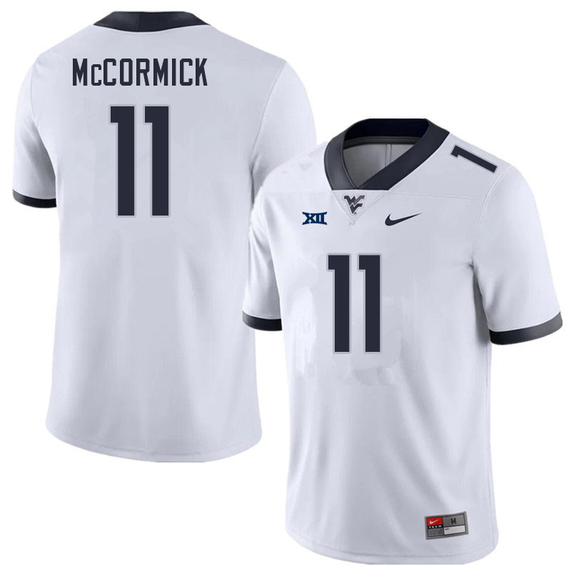 Men #11 Wesley McCormick West Virginia Mountaineers College Football Jerseys Sale-White - Click Image to Close
